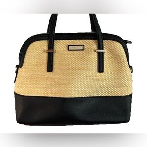 Kate Spade Purse Bag Cedar Street Maise Straw Black Summer Daisy Print